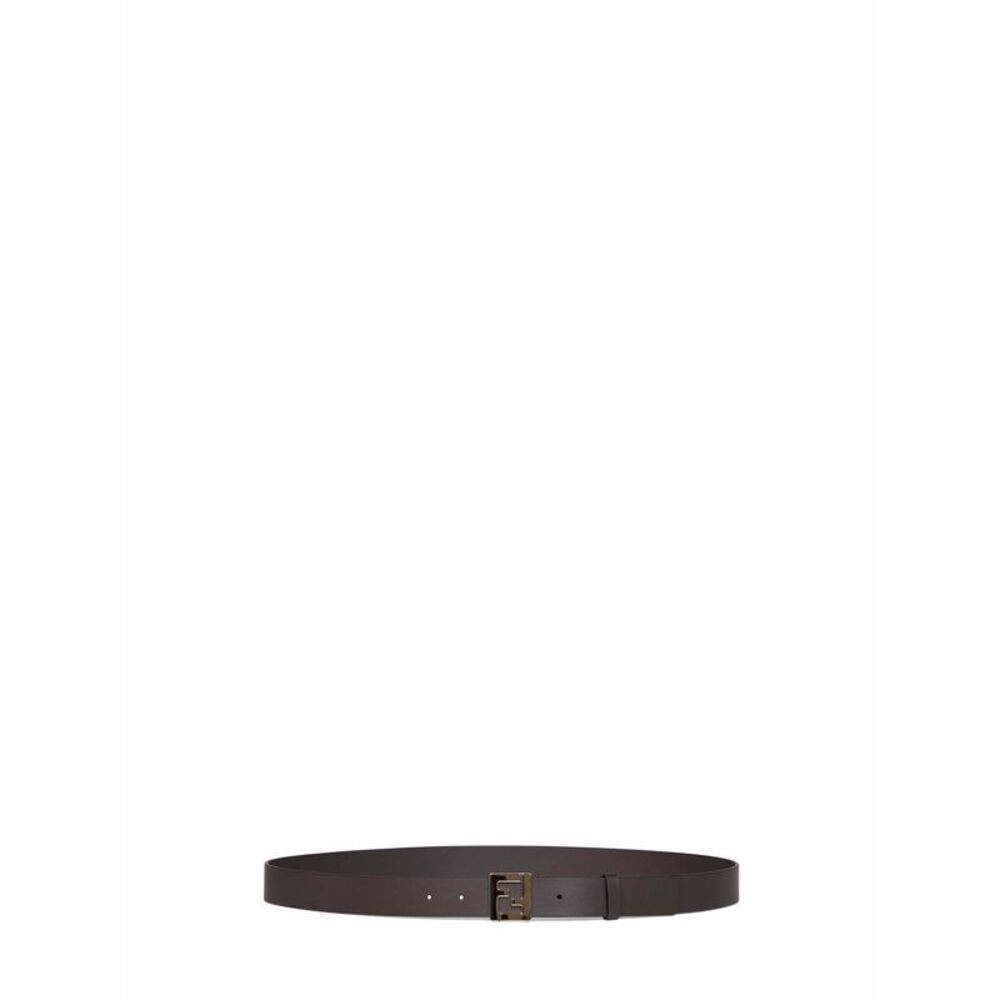 Fendi Men Dark Brown Smooth Leather 30 Mm Ff Belt